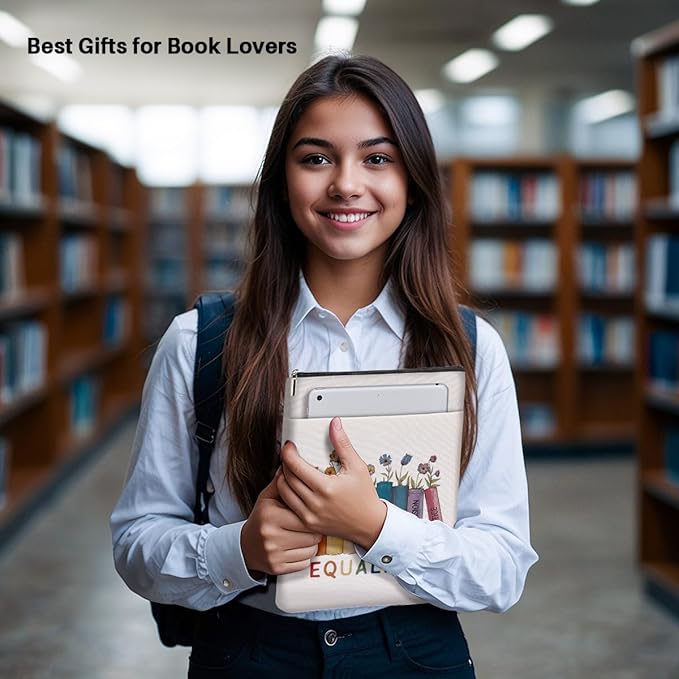Book Themed Gifts Waterproof Book Sleeve Book Pouch LGBT Equality Rights Reading Gifts for Women Daughter Book Covers for Paperbacks Book Accessories Book Protector with Zipper and Front Pocket