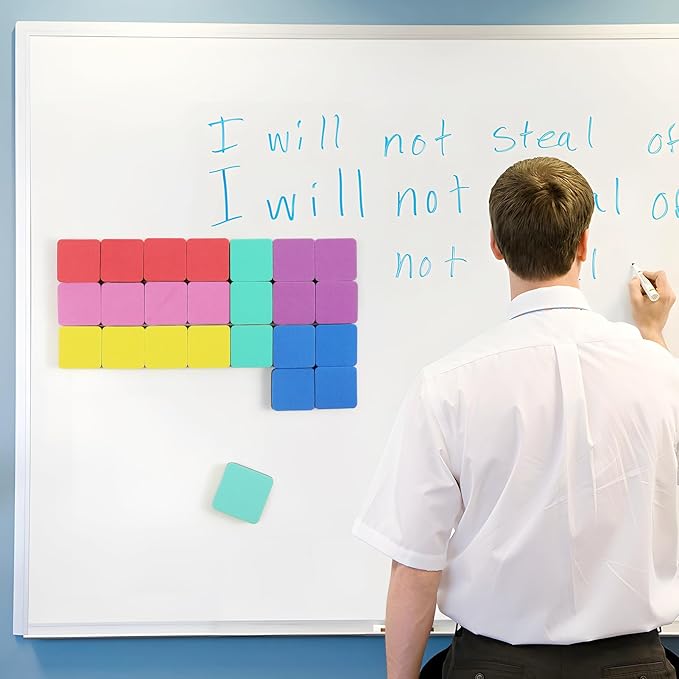 MaxGear 48 Pack Dry Erase Erasers, Magnetic Whiteboard Dry Erasers for Classroom, Mini Whiteboard Cleaning Pads, Chalkboard Wiper Teacher Supplies for School, Office, Home （6 Color Set, 2 x 2 Inch