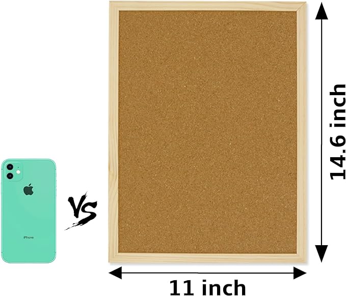 OWLKELA Cork Board 14.6"X 11", Notice Pin Board, Memo Board, Vision Board, Bulletin Board for Office, Classroom or Home, Mounting Hardware and Push Pins Included, Wooden Frame