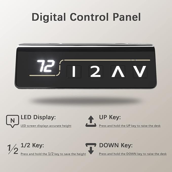 Furmax Electric Height Adjustable Standing Desk Large 55 x 24 Inches Sit Stand up Desk Home Office Computer Desk Memory Preset with T-Shaped Metal Bracket, Wood
