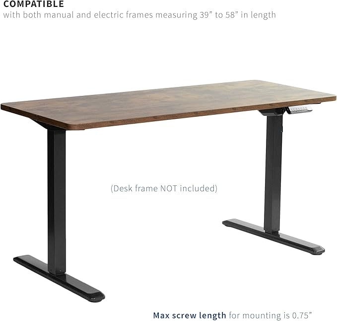 VIVO Rustic Vintage Brown 60 x 24 inch Universal Solid One-Piece Table Top for Standard and Sit to Stand Height Adjustable Home and Office Desk Frames, DESK-TOP60N