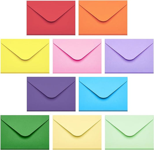 ACSTEP 50PACK Gift Card Envelopes Credit Card Size Mini Envelopes Colorful Tiny Pocket Envelopes For Business Card, Small Note Cards 10 Assorted Colors 4X2.75 Inches, Fit Credit Cards