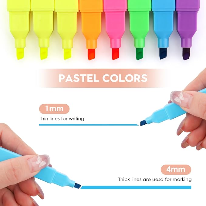 YISAN Highlighters Assorted Colors, no Bleed Pens,Soft Tip for Journal, Bright,70955