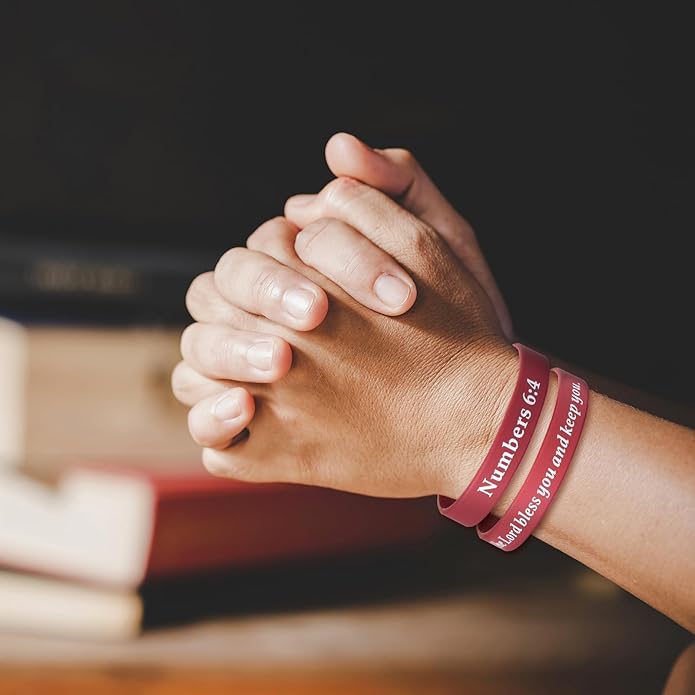 QEERBSIN Bible Verses Bracelets Motivational Christian Rubber Bracelets Faith Hope Wristbands Bracelets for Men Women Teens