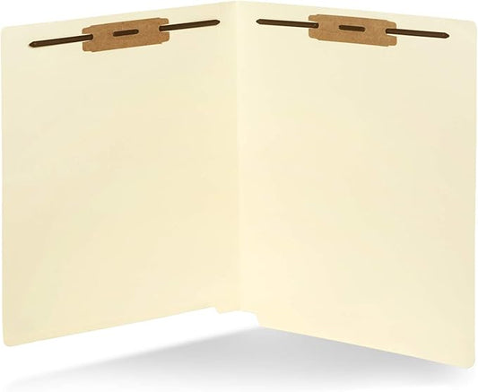 50 End Tab Fastener File Folders - Reinforced Straight Cut Tab - Designed to Organize Standard Medical Files and Office Documents - Letter Size, Manila, 50 Pack