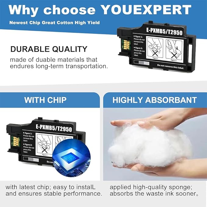 INK+ YOUEXPERT T2950 Maintenance Box T295000 Remanufactured Compatible with Workforce WF-110, EC-C110 Printer, 2 Pack