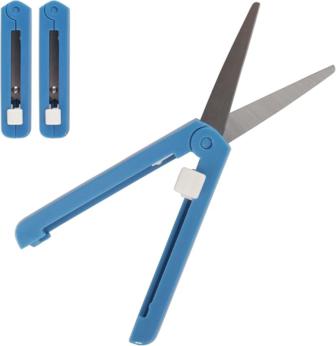 JubileeYarn Push Open Folding Safety Scissors - Dark Blue - 2 Pairs