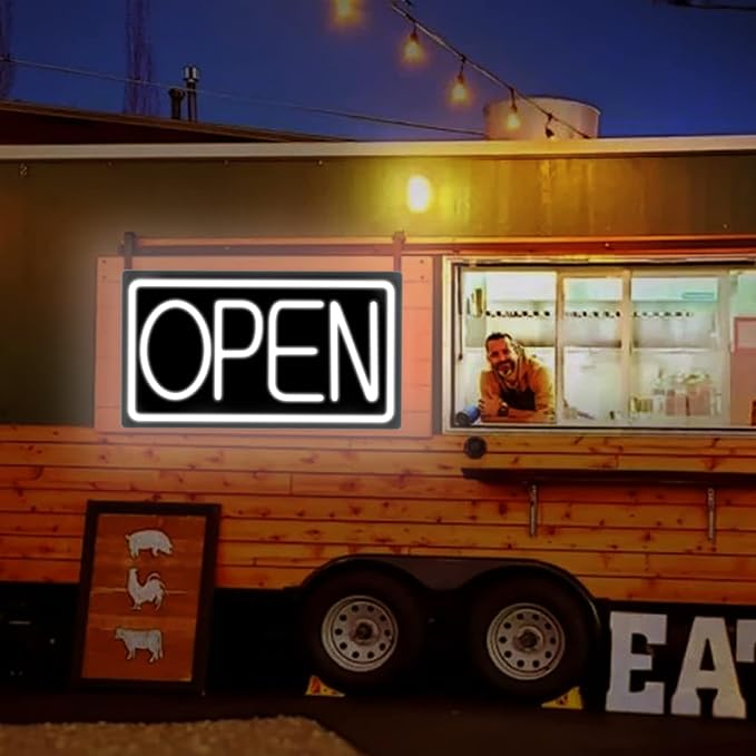 Open Signs for Business Ultra Bright LED Neon Open Signs 16 Inch Plug In Electric Light Up Open Sign with Hours ON/OFF Switch for Business Storefront Window Glass Door Shop Florists Bar Salon Cafes