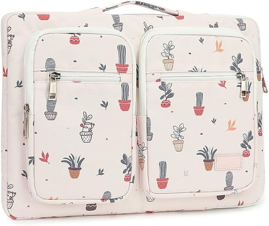canvaslife 360° Protective Laptop Sleeve Case Bag with 3 Pockets for 14 inch Dell HP Lenovo Laptop and MacBook Pro 14 inch,Surface Laptop 14.4 inch (Small potted)