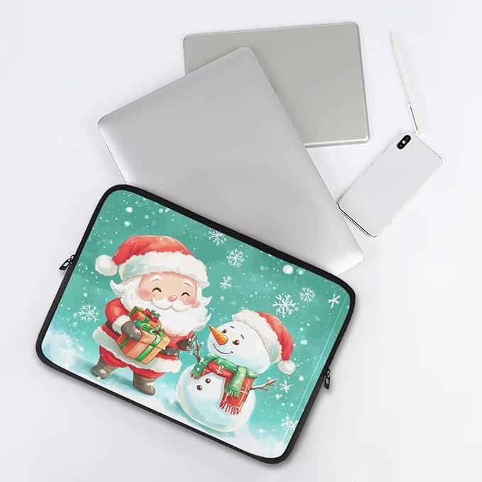 Santa Claus Laptop Protective Sleeve for Girls Laptop Covers with Large Capacity Lap Top Case 12 inch Lightweight Computer Sleeve Bag Suitable Gifts for Holidays Christmas Tablet Bag