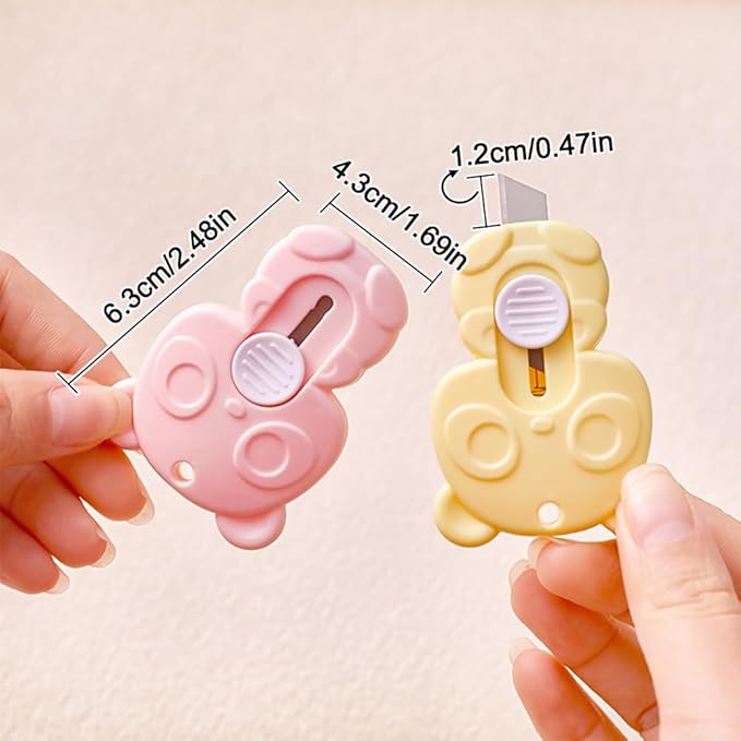 6 Pack Mini Box Cutter Retractable Utility Knife, Cute Panda Shaped Letter Opener Envelope Slitter, Portable Utility Pocket Knives for DIY Cutting Paper Home Office School Stationery