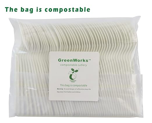 GreenWorks 1000 Heavy-duty Compostable Spoons,BPI Certified 7" Series Large Bulk Disposable Cutlery Spoon
