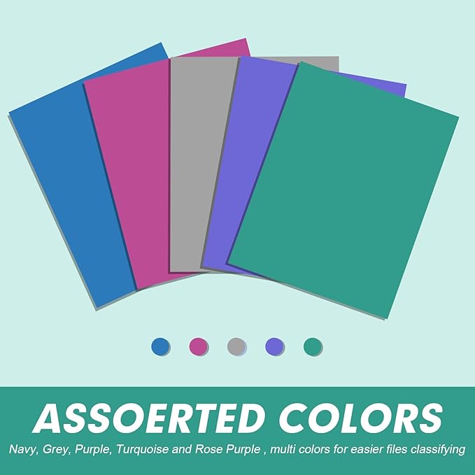 Two Pocket Folders, RAZCC 30 Pack 2 Pocket Folders Fit Letter Size Paper, Paper Folders with Pockets for School Office Business Home, Assorted 5 Colors