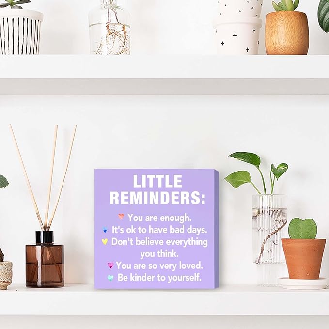 Inspirational Motivational Gifts Purple Office Decor Desk Accessories Little Reminders You are Enough Positive Purple Office Decor Sign Desk Decorations for Women Home & Office Cute Desk Accessories