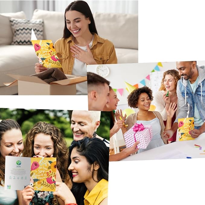 Tree-Free Greetings - Birthday Card - Artful Designs - 1 Card + Matching Envelope - Made in USA - 100% Recycled Paper - 5 x 7 - Smell the Flowers (GO61214)