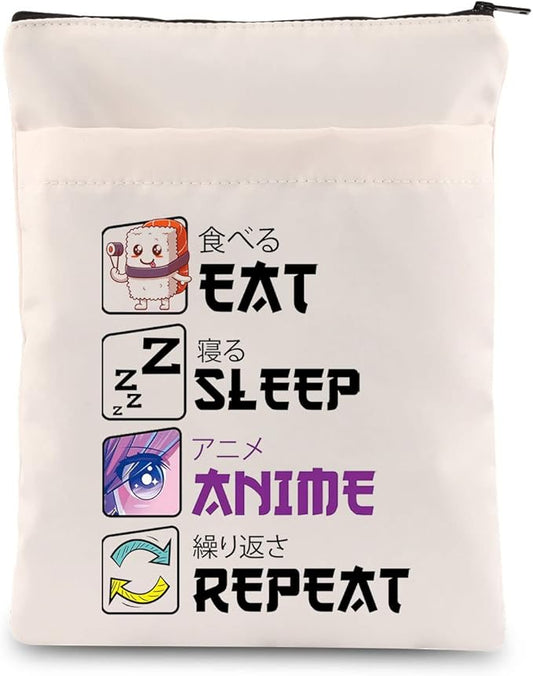 PLITI Eat Sleep Anime Repeat Cute Kawaii Manga Gift Anime Book Sleeve Anime Lover Gift Japanese Anime Fans Gift (Sleep Anime Repeat BS)