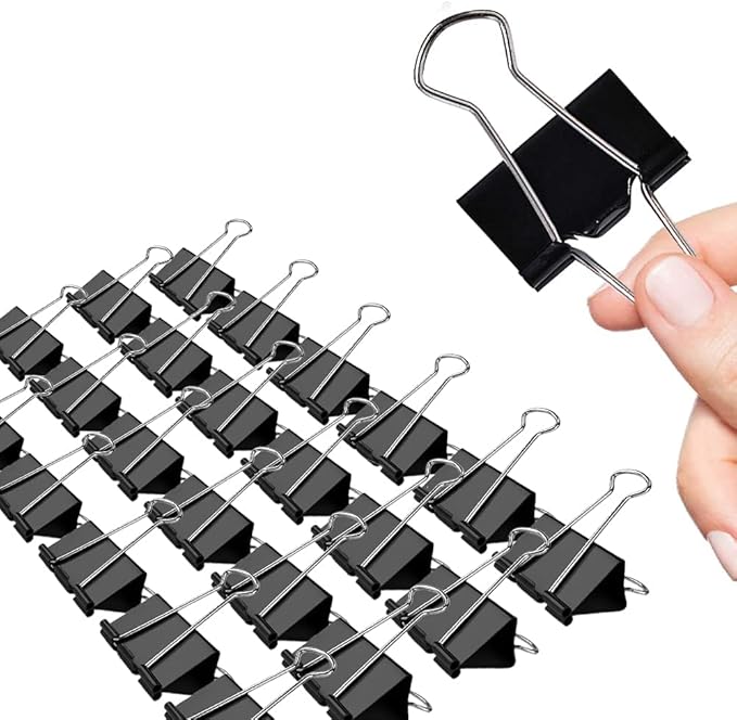Binder Clips, 24 Pack, 1.6 Inch, Non-Standard 41mm, Black, Capacity 0.66 Inch, Large Binder Clips, Paper Binder Clips, Large Paper Clips, Office Clips, Great Binder Clips