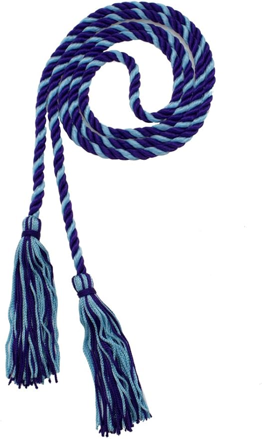 Tassel Depot Graduation Honor Cord - Purple/LT Blue - Every School Color Available - Made in USA