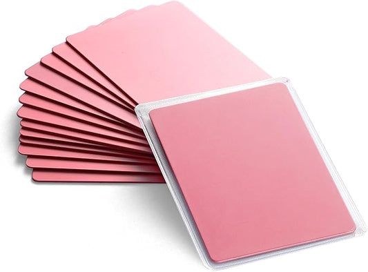 Thick Aluminum Metal Business Cards Anodized Aluminum 86 X 54 X 0.8mm 15 pcs Include Protector Sleeves (Pink)