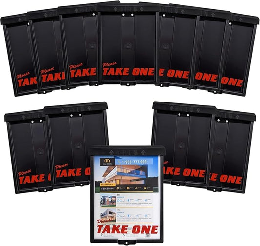 Outdoor Real Estate Brochure Box with Snap Shut Lid, Take One Document Holder Can Hold 100, 8.5 x 11 Documents, Flyers, Literature and Other Outdoor Marketing Needs