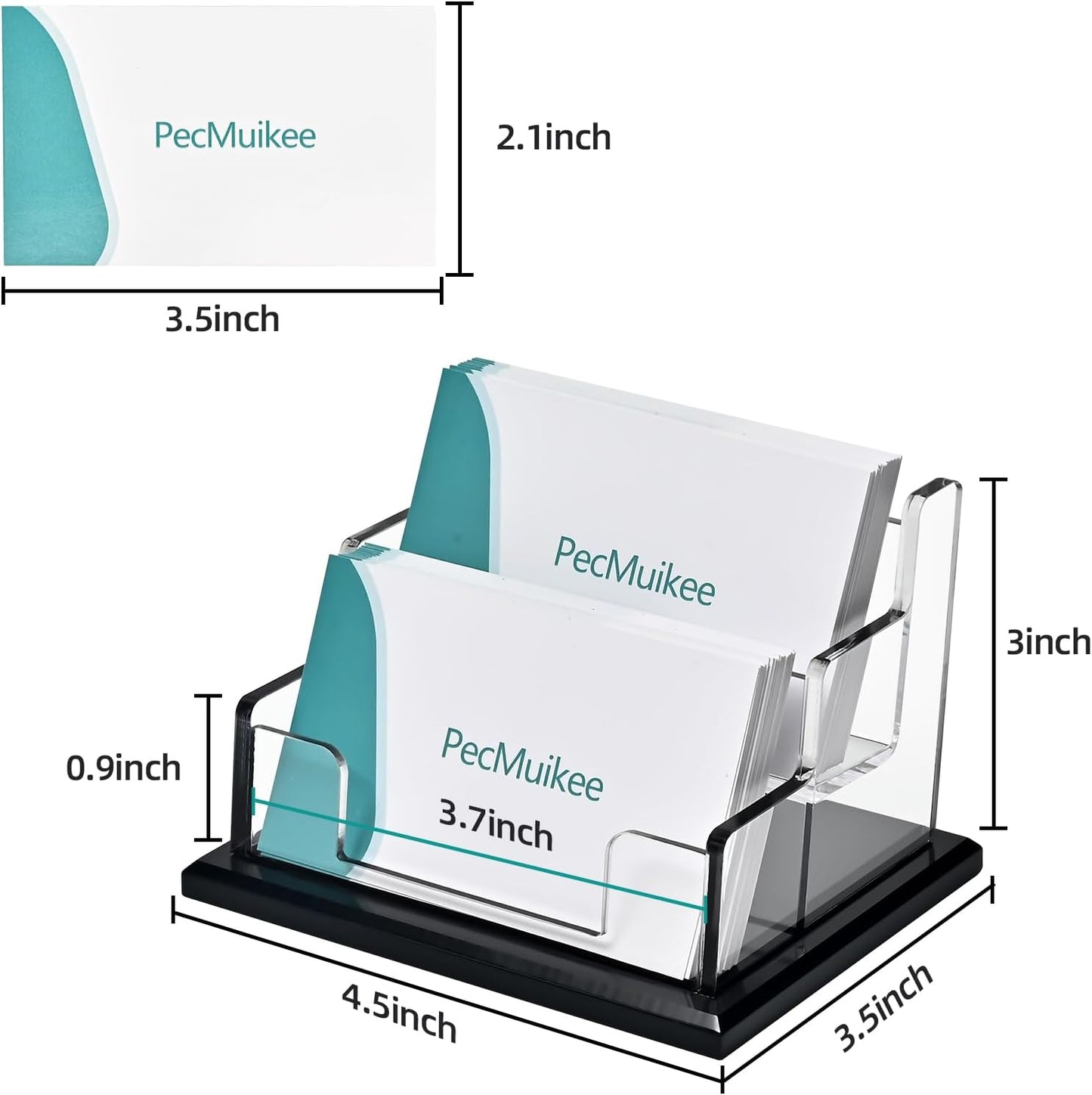 PecMuikee Business Card Holder for Desk，Acrylic Business Card Display Stand,Multiple Business Card Holders for Office, Exhibition, Home, Restaurant 2 Slot 2 Tier