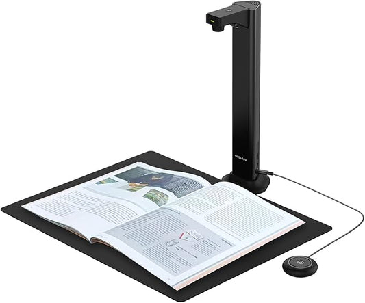 VIISAN DL24 Innovative Book Scanner, 24MP Document Camera with Asymmetrical Lighting Tech, A3 Document Scanner, OCR Auto-Flatten & Deskew, Text-to-Speech, for Desktop/Laptop, Works with Windows/MacOS