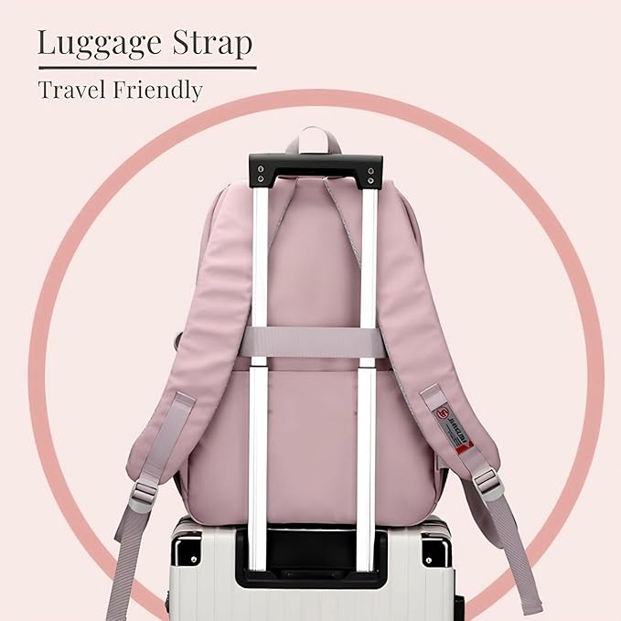 Cute School Laptop Backpack with Large Capacity Multiple Pockets for Girls Travel Friendly with Luggage Strap Accessory Included (Black)