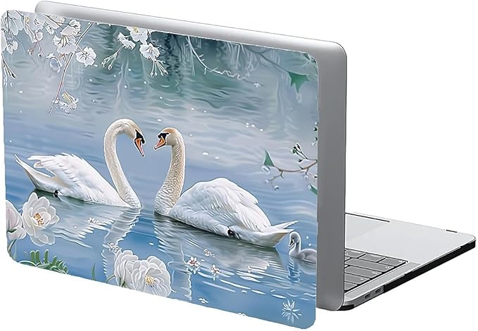 Compatible with MacBook Air 13.6 Inch Case 2024 2023 2022 Release Model A3113 M3 A2681 M2, Elegant Swan Hard Plastic Shell Cover Case