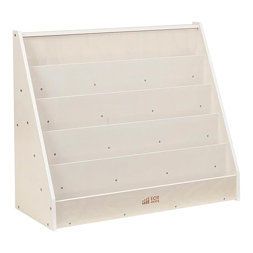 ECR4Kids Single-Sided Book Display, Classroom Bookshelf, White Wash