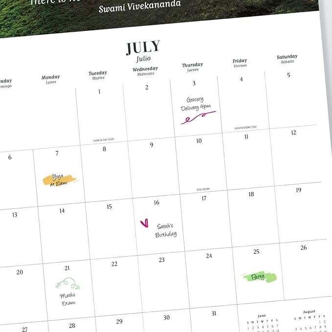 Zen Nature Wall Calendar 2025 12" x 12" FSC® Plastic Free - Starts Week On Sunday | Square Wall Calendar | Family Planner Calendar 2025 | Nature Calendar 2025