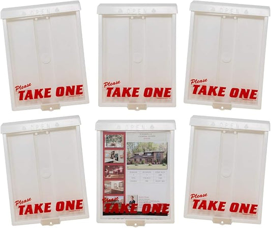 Outdoor Real Estate Brochure Box with Snap Shut Lid, Take One Document Holder Can Hold 100, 8.5 x 11 Documents, Flyers, Literature and Other Outdoor Marketing Needs