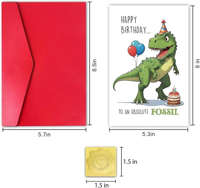 Dinosaur Birthday Card for Him Her, Funny Birthday for Men Women, Happy Birthday to An Absolute Fossil