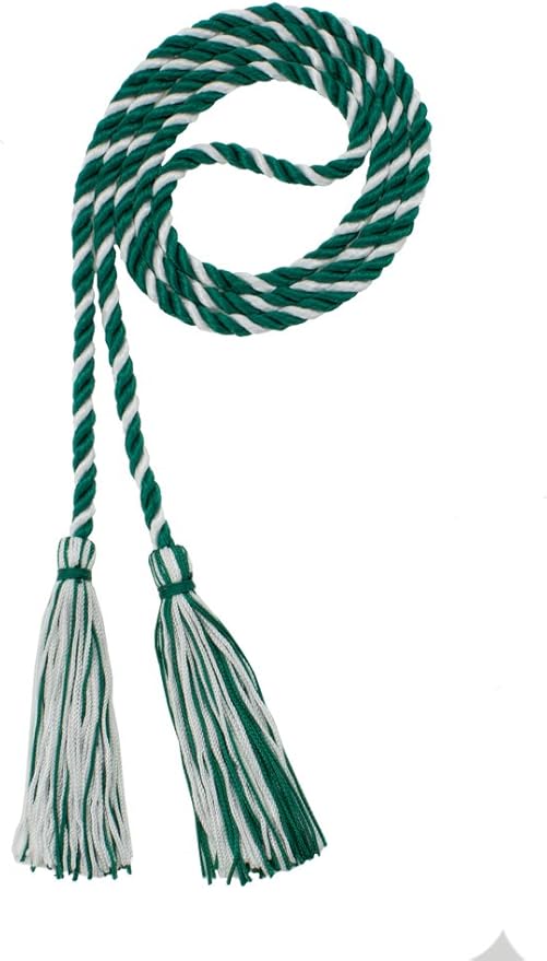 Tassel Depot Graduation Honor Cord - DK Green/White - Every School Color Available - Made in USA