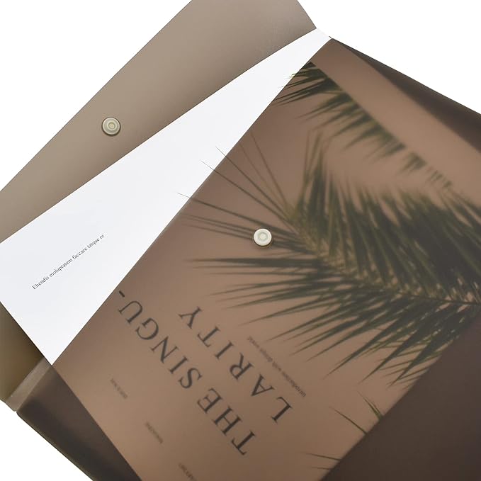 VANRA 5 Pieces A4 Envelopes Folders for Paperwork Plastic Wallets Document Organizer with Snap Button Closure A4 Letter Size (Brown)