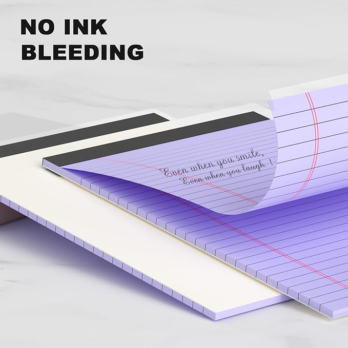 6pcs Small Legal Pad 5x8 College Ruled Purple Legal Pads Paper Notepads 6 Pack Study Back Writing Pads 5 x 8 Legal Pads Perforated Narrow Ruled Pads of Paper Purple