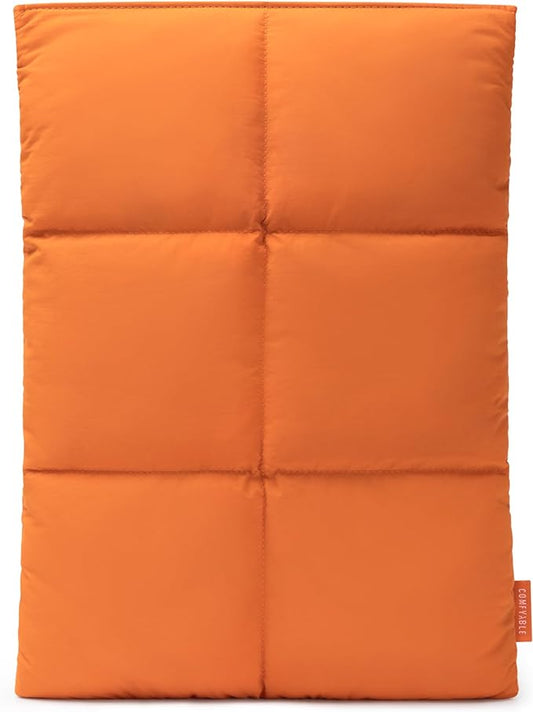 Comfyable Puffy Laptop Sleeve 13 Inch 14 Inch, Quilted Puffer Laptop Carrying Case for Women, Pillow Case Compatible for MacBook Air M3 2024 M2 M1, MacBook Pro M4 Pro/Max, 13 in 14 in Cover, Orange
