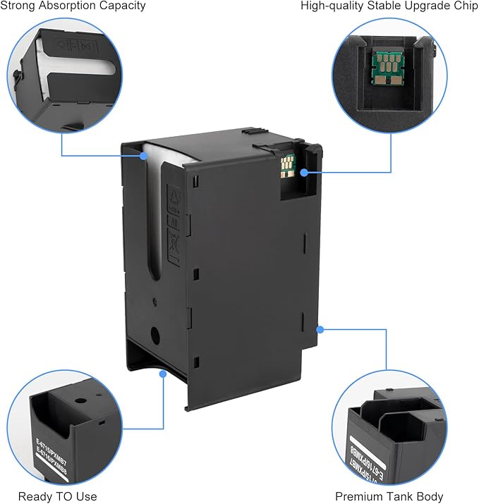 T6715 T6176 Ink Maintenance Box for Workforce Pro WF-4833 WF-4740 WF 4730 WF-4734 WF-4830 WF-4720 WF-4820 WF-3820 EC-4020 EC-4030 EC-4040 WF-C5790 WF-C5210 WF-C5290 Printers T671500/T671600 (2-Packs)