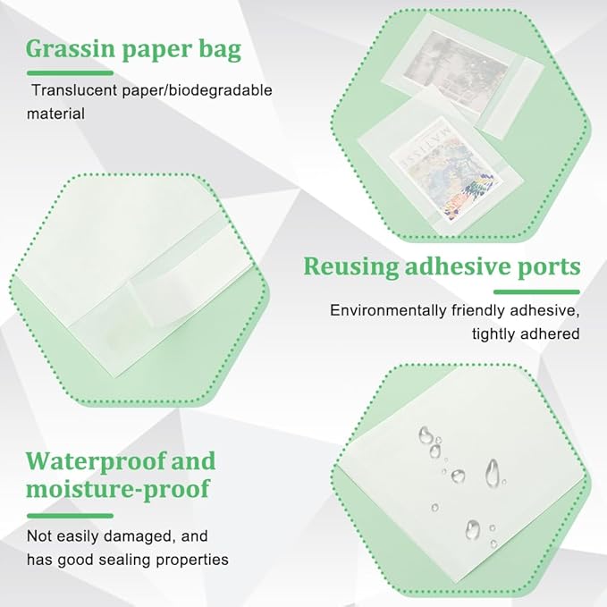 PH PandaHall 60Pcs Peel Self Seal Glassine Bags Flat Glassine Wax Paper Bags, White Self Adhesive Paper Bags Food Bags for Snacks Cookies Nuts Coffee Beans Candies Beads, 4.72x3.27inches