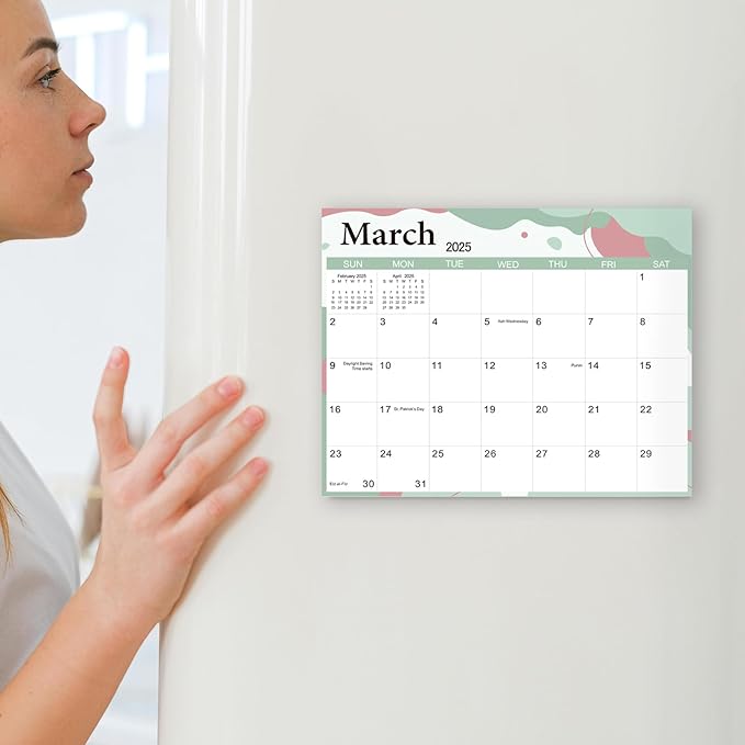 SKYDUE 2025 Magnetic Calendar for Refrigerator, Fridge Calendar 2024-2025, Jul 2024 to Dec 2025 18 Months Magnetic Calendar, 10" x 8", Modern Multi-Color