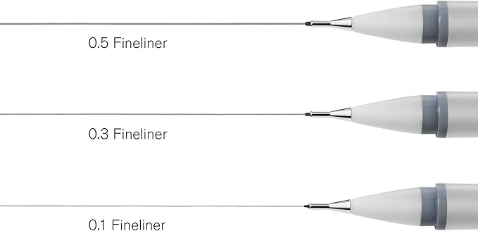 Winsor & Newton Fineliner Fine Point Pen Set, Assorted, Set of 3, Cool Grey