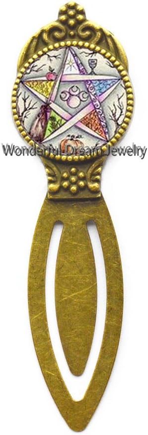 Pentagram Bookmark,Pentacle Bookmark, Wicca Bookmark, Pagan Bookmark, Wiccan Jewellery, Pagan Gift, Handmade Jewelry，PU084 (Brass)