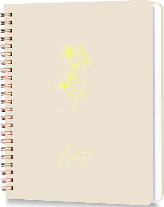 Spiral Notebook Journal For Women & Men College Ruled Notebook With Large Pockets And Lined Pages - Perfect to Stay Organized and Boost Productivity at Work or Note Taking (Off-White)