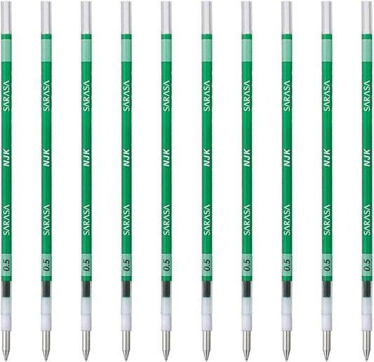 Zebra Ballpoint Pen Refill, Sarasa, NJK-0.5 Lead, Green, 10 Count BRNJK5G