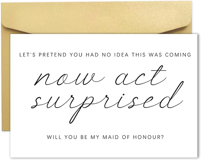 YiKaLus Wedding Maid of Honor Card, Blank Inside, 8 x 5.3 Inches, Recycled 300gsm Linen Cardstock, Sturdy Envelope