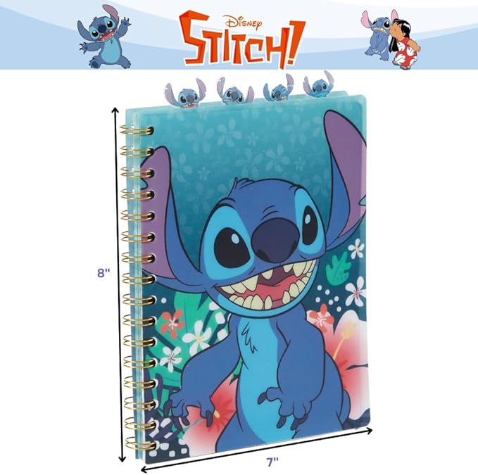 Innovative Designs Stitch Tab Journal Notebook, Spiral Bound, 96 Lined Pages, 8 x 7 inches, Blue