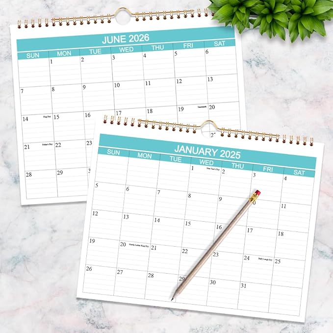 Calendar 2025-2026 - Wall Calendar Runs from Jan 2025 to Jun 2026-18 Monthly Calendar with Thick Paper for Planning and Organizing for Home or Office, Calender Planner, 8.5 x 11 In 2025 26 Calendars