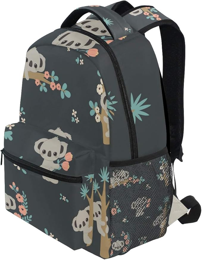 Koala And Flowers Backpack School Bag Travel Daypack Rucksack for Students