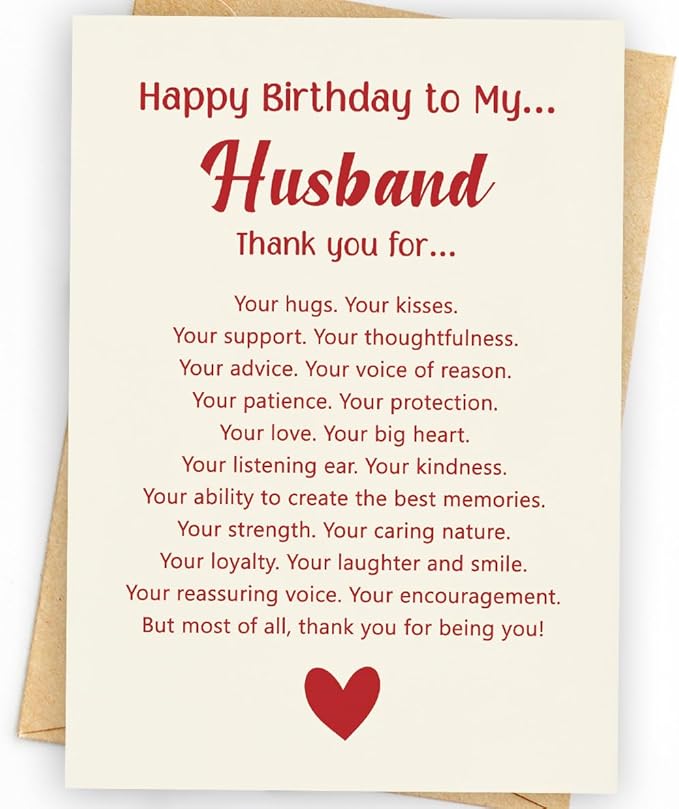 Husband Birthday Card from Wife | Happy Birthday Card for Husband | Romantic Bday Card