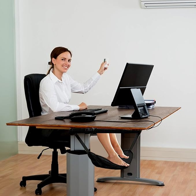 Airplane Foot Rest, Airplane Foot Hammock with Premium Memory Foam, Adjustable Length Foot Hammock for Plane Travel, Airplane Footrest Relax Your Feet in The Train Office&Home, Black