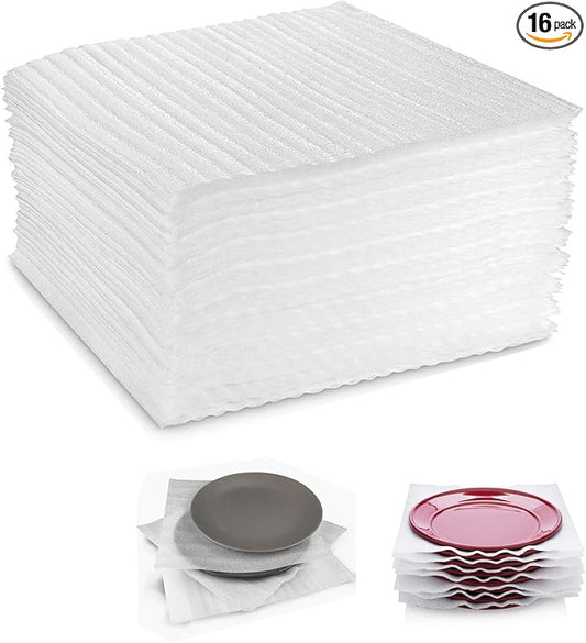 Foam Wrap Cushion Sheets12x12 Inch, 50 Pack Safely Wrap to Protect Dishes, Glasses, Plates and Fragile Items for Moving Boxes - White